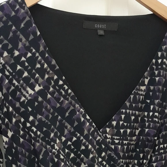 3/4 sleeve faux wrap style Jersey dress from COAST size 10 - Picture 7 of 9